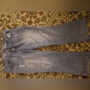 Apple Bottoms Women's Sz 24 Blue Flare Leg Jeans, Gold Embroidered Pockets